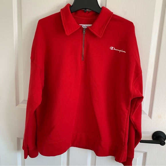Champion Other - Champion Red Half-Zip Pullover Sweatshirt